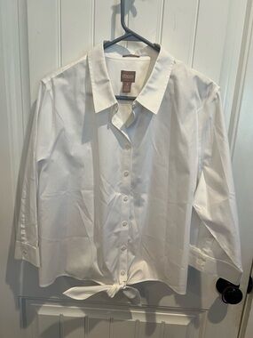 Chico's White Wrinkle-Resistant Collared Blouse
